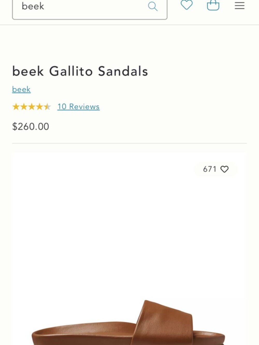 NWB Beek Gallito Leather Slide Sandal Classic Tan Sizes 8, 9 - Picture 2 of 8